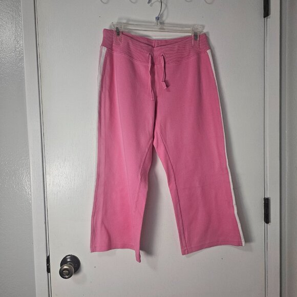 New York & Company Pink Crop Sweatpants Side Stripe Y2K Lounge Size Small - Picture 4 of 11